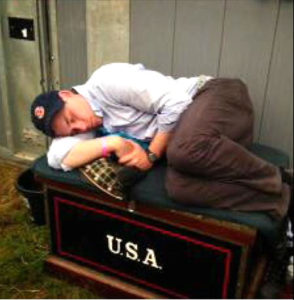 Timothy Harfield catches a nap during the Blenheim Palace Horse Trials. (Photo: Elisa Wallace)